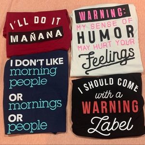 4 pack of sarcastic shirts